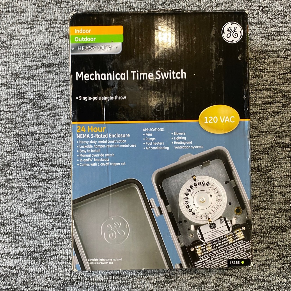 GE 15163 Heavy Duty Mechanical 24 Hour Time Switch 120V SPST NEMA 3 Enclosure